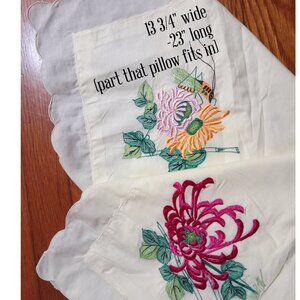 Vintage Hand Embroidered Pillow Covers Floral Nature Yellow Multicolor
